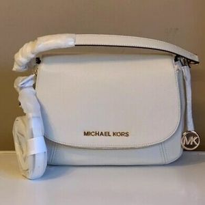 Michael Kors Vanilla Bedford Flap Leather Crossbody Small Bag